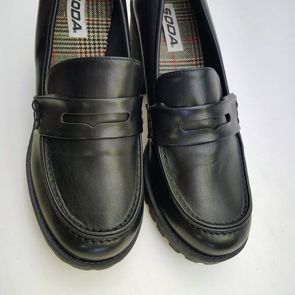 Vintage SODA Chunky Black Platform Block Heels Y2K Academia Whimsygoth 11M - Picture 4 of 9